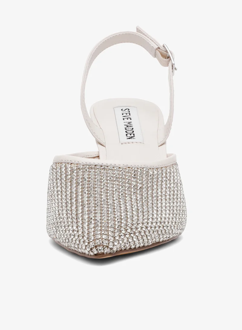 ستيف مادن حذاء بكعب مزين بالكريستال وجلد البولي يوريثان النابا